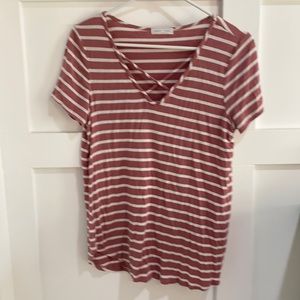Pink and white striped shirt